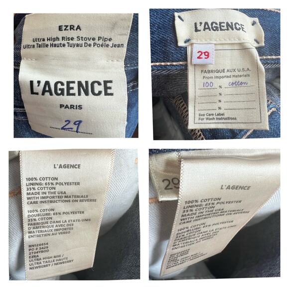 L’AGENCE Ezra Ultra High Rise Stovepipe Jeans in Newberry Blue Size 29 - Picture 5 of 11
